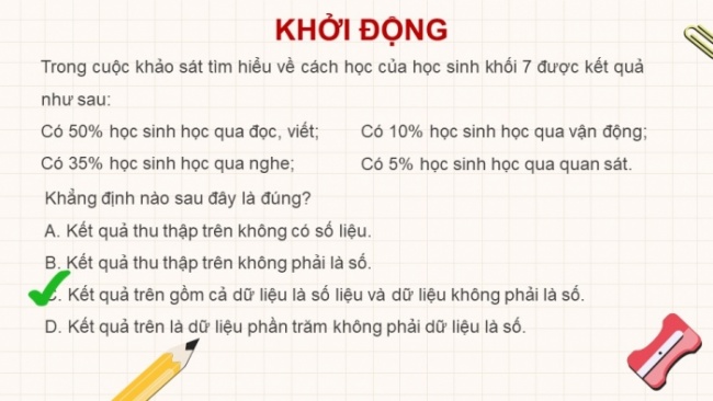 Soạn giáo án điện tử Toán 8 KNTT Bài 18: Thu thập và phân loại dữ liệu