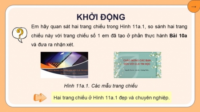 Soạn giáo án điện tử Tin học 8 KNTT Bài 11a: Sử dụng bản mẫu tạo bài trình chiếu