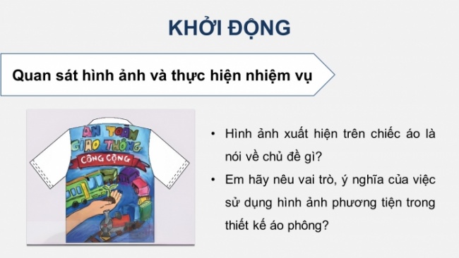 Soạn giáo án điện tử Mĩ thuật 8 KNTT Bài 12: Thiết kế, trang trí áo phông