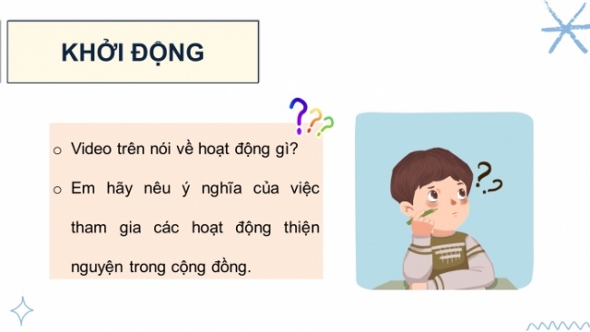 Soạn giáo án điện tử HĐTN 8 KNTT Chủ đề 6 HĐGDTCĐ 2: Lập và thực hiện kế hoạch hoạt động thiện nguyện