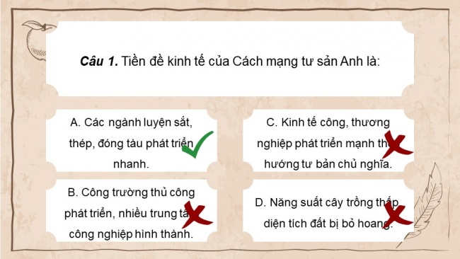 Soạn giáo án điện tử lịch sử 11 CTST Nội dung thực hành Chủ đề 1: Cách mạng tư sản và sự phát triển của chủ nghĩa tư bản