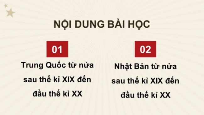 Soạn giáo án điện tử Lịch sử 8 KNTT Bài 14: Trung Quốc và Nhật Bản từ nửa sau thế kỉ XIX đến đầu thế kỉ XX (P2)