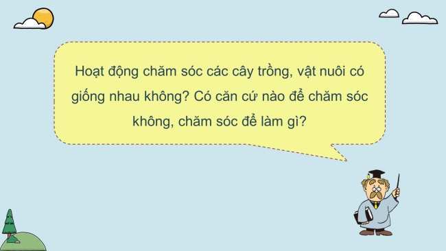 Soạn giáo án điện tử khoa học 4 KNTT Bài 17: Chăm sóc cây trồng, vật nuôi