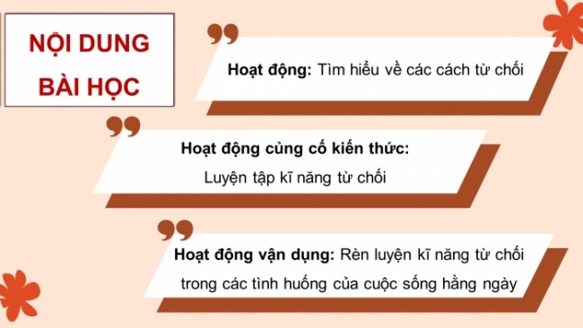 Soạn giáo án điện tử HĐTN 8 KNTT Chủ đề 3 HĐGDTCĐ 2: Kĩ năng từ chối (Tiết 2)