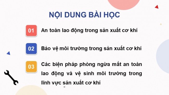 Soạn giáo án điện tử công nghệ cơ khí 11 KNTT Bài 14: An toàn lao động và bảo vệ môi trường trong sản xuất cơ khí