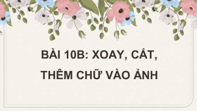 Soạn giáo án điện tử Tin học 8 CTST Bài 10B: Xoay, cắt, thêm chữ vào ảnh