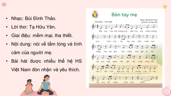 Soạn giáo án điện tử âm nhạc 4 cánh diều Tiết 13: Hát: Bàn tay mẹ