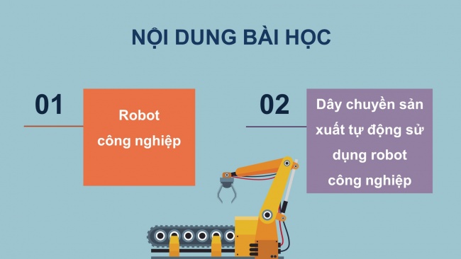 Soạn giáo án điện tử công nghệ cơ khí 11 Cánh diều Bài 12: Dây chuyền sản xuất tự động sử dụng robot công nghiệp