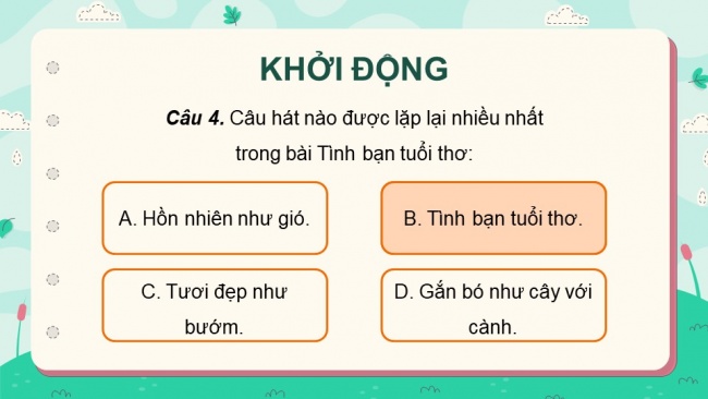 Soạn giáo án điện tử âm nhạc 4 KNTT Tiết 26: Tổ chức hoạt động Vận dụng - Sáng tạo