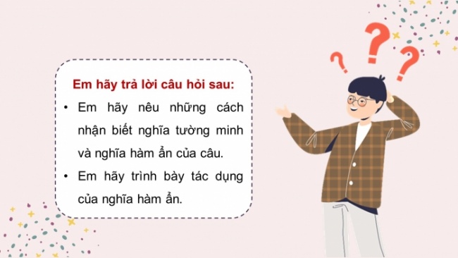 Soạn giáo án điện tử Ngữ văn 8 KNTT Bài 5 TH tiếng Việt: Nghĩa tường minh và nghĩa hàm ẩn của câu