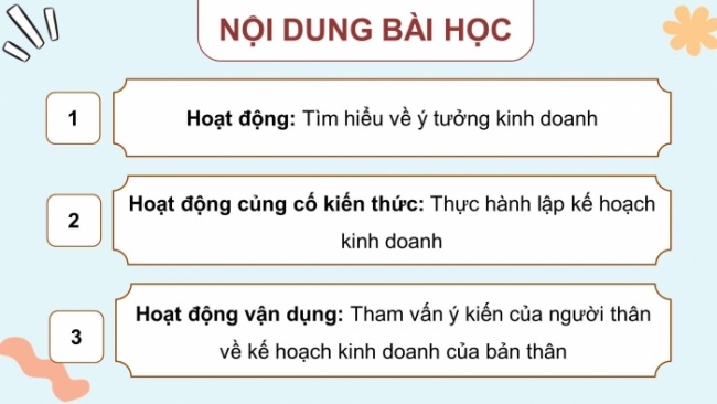 Soạn giáo án điện tử HĐTN 8 KNTT Chủ đề 4 HĐGDTCĐ 2: Nhà kinh doanh nhỏ