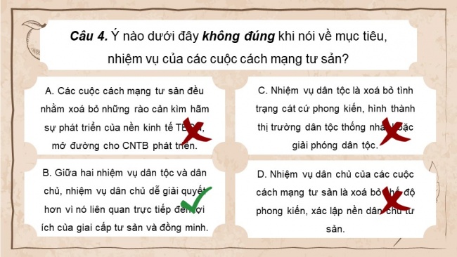 Soạn giáo án điện tử lịch sử 11 CTST Nội dung thực hành Chủ đề 1: Cách mạng tư sản và sự phát triển của chủ nghĩa tư bản