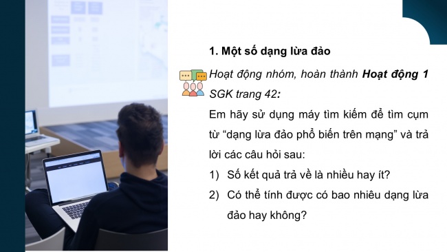 Soạn giáo án điện tử khoa học máy tính 11 Cánh diều Chủ đề D: Phòng tránh lừa đảo và ứng xử văn hoá trên mạng