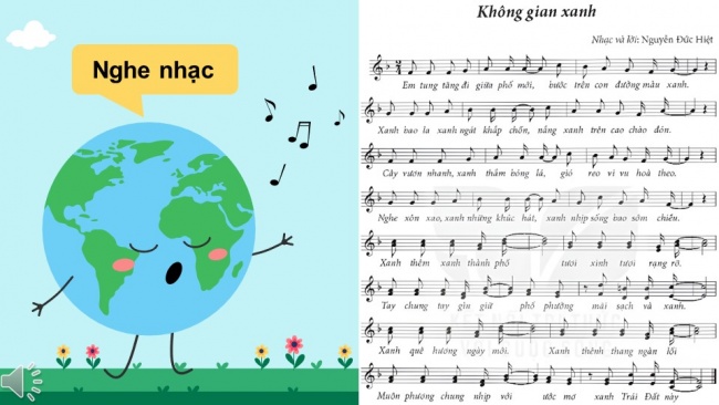 Soạn giáo án điện tử âm nhạc 4 KNTT Tiết 21: Nghe nhạc: Không gian xanh; Ôn bài hát: Hạt mưa kể chuyện