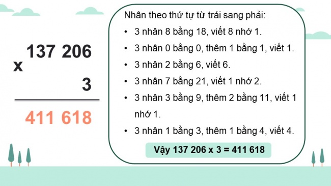 Soạn giáo án điện tử toán 4 cánh diều Bài 31. Nhân với số có một chữ số