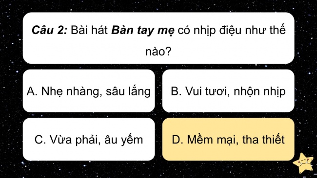 Soạn giáo án điện tử âm nhạc 4 cánh diều Tiết 14: Ôn tập bài hát: Bàn tay mẹ; Lí thuyết âm nhạc: Hình nốt nhạc và dấu lặng