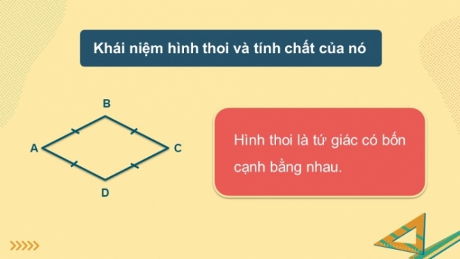 Soạn giáo án điện tử Toán 8 KNTT Bài 14: Hình thoi và hình vuông