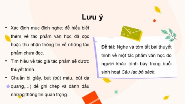 Soạn giáo án điện tử Ngữ văn 8 CTST Bài 7 Nói và nghe: Nghe và tóm tắt nội dung thuyết trình của người khác