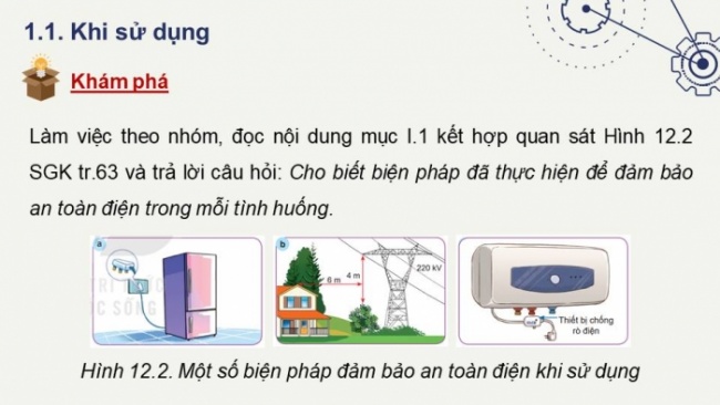 Soạn giáo án điện tử Công nghệ 8 KNTT Bài 12: Biện pháp an toàn điện