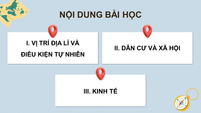 Soạn giáo án điện tử địa lí 11 Cánh diều Bài 11: Vị trí địa lí, điều kiện tự nhiên, dân cư, xã hội và kinh tế Đông Nam Á (P1)