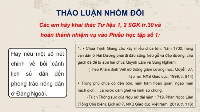 Soạn giáo án điện tử Lịch sử 8 KNTT Bài 7: Khởi nghĩa nông dân ở Đàng Ngoài thế kỉ XVIII