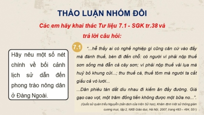 Soạn giáo án điện tử Lịch sử 8 CTST Bài 7: Khởi nghĩa nông dân ở Đàng Ngoài thế kỉ XVIII