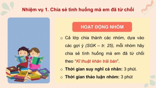 Soạn giáo án điện tử HĐTN 8 KNTT Chủ đề 3 HĐGDTCĐ 2: Kĩ năng từ chối (Tiết 1)