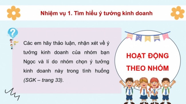 Soạn giáo án điện tử HĐTN 8 KNTT Chủ đề 4 HĐGDTCĐ 2: Nhà kinh doanh nhỏ