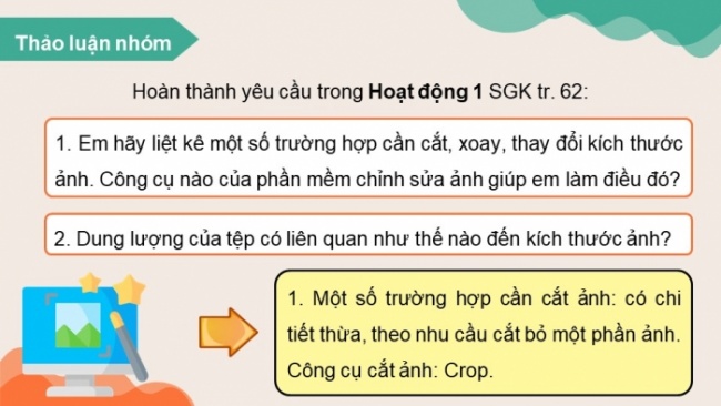 Soạn giáo án điện tử Tin học 8 KNTT Bài 9b: Thay đổi khung hình, kích thước ảnh