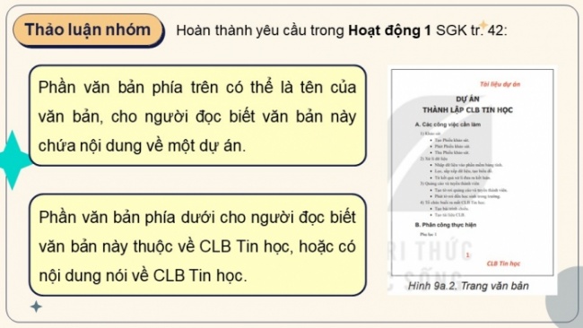 Soạn giáo án điện tử Tin học 8 KNTT Bài 9a: Tạo đầu trang, chân trang cho văn bản