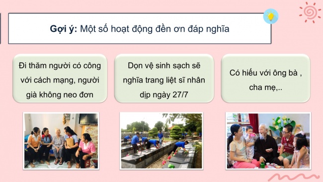 Soạn giáo án điện tử HĐTN 4 cánh diều Tuần 15: Đền ơp đáp nghĩa - Hoạt động 1, 2