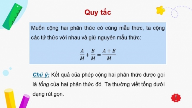 Soạn giáo án điện tử Toán 8 KNTT Bài 23: Phép cộng và phép trừ phân thức đại số