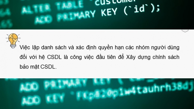 Soạn giáo án điện tử Khoa học máy tính 11 KNTT bài 15: Bảo mật và an toàn cơ sở dữ liệu