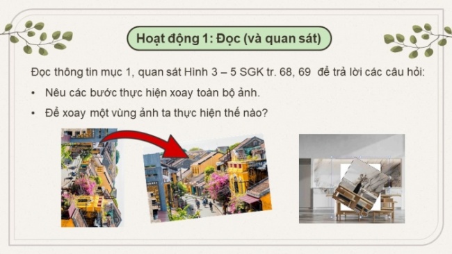 Soạn giáo án điện tử Tin học 8 CTST Bài 10B: Xoay, cắt, thêm chữ vào ảnh