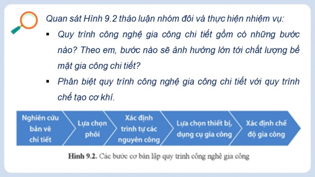 Soạn giáo án điện tử công nghệ cơ khí 11 Cánh diều Bài 9: Quy trình gia công chi tiết