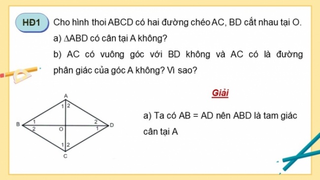 Soạn giáo án điện tử Toán 8 KNTT Bài 14: Hình thoi và hình vuông