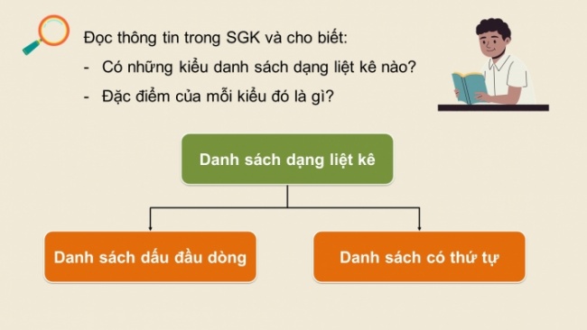 Soạn giáo án điện tử Tin học 8 KNTT Bài 8a: Làm việc với danh sách dạng liệt kê và hình ảnh trong văn bản