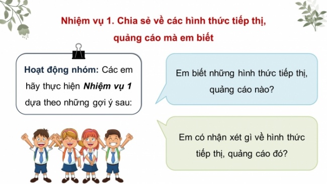 Soạn giáo án điện tử HĐTN 8 KNTT Chủ đề 4 HĐGDTCĐ 1: Người tiêu dùng thông thái (Tiết 1)