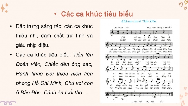 Soạn giáo án điện tử âm nhạc 4 cánh diều Tiết 16: Thường thức âm nhạc - Tác giả và tác phẩm: Nhạc sĩ Phạm Tuyên; Vận dụng