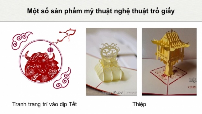 Soạn giáo án điện tử Mĩ thuật 8 KNTT Bài 10: Nghệ thuật trổ giấy trong trang trí