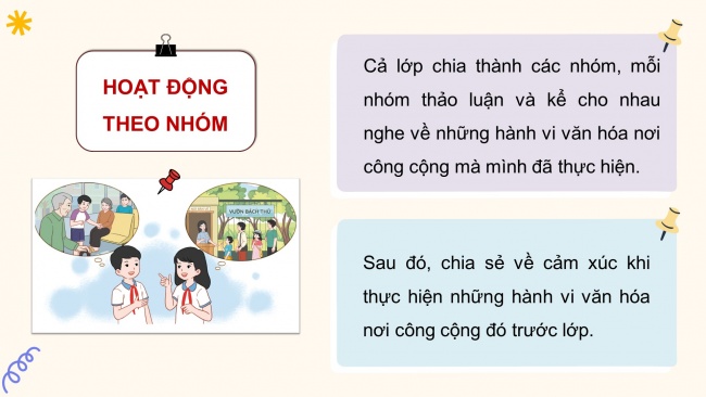 Soạn giáo án điện tử HĐTN 4 cánh diều Tuần 13: Ứng xử văn hoá nơi công cộng - Hoạt động 1, 2