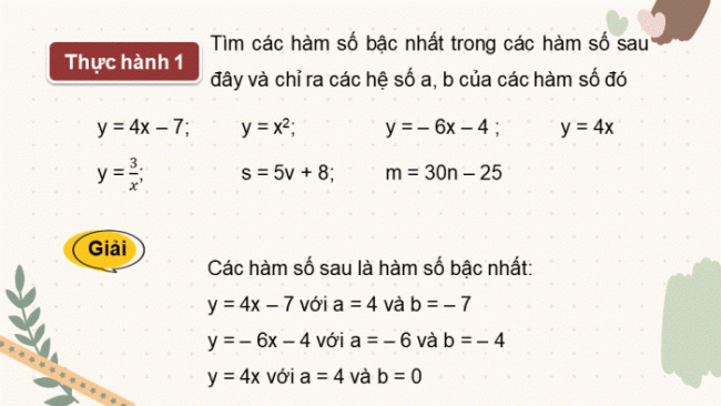 Soạn giáo án điện tử Toán 8 CTST Chương 5 Bài 3: Hàm số bậc nhất y = ax + b (a ≠ 0)