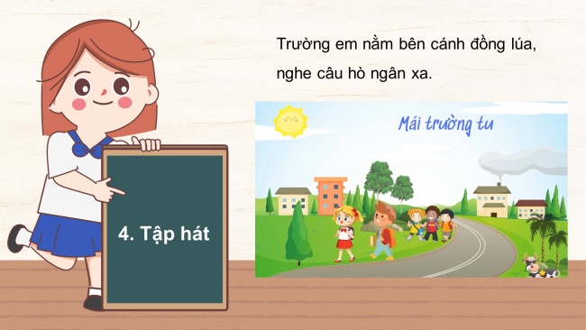 Soạn giáo án điện tử âm nhạc 4 cánh diều Tiết 9: Hát: Mái trường tuổi thơ