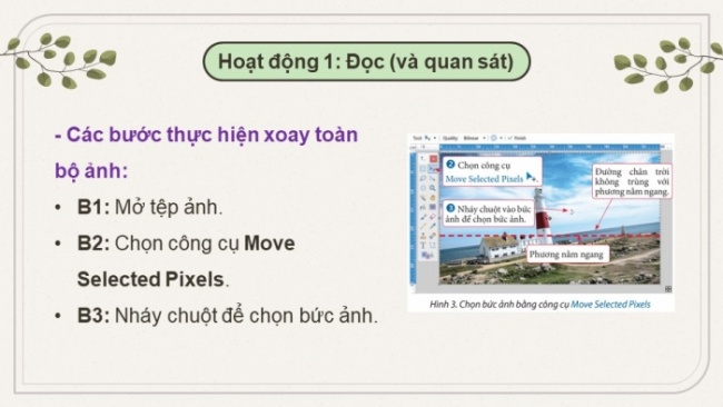 Soạn giáo án điện tử Tin học 8 CTST Bài 10B: Xoay, cắt, thêm chữ vào ảnh