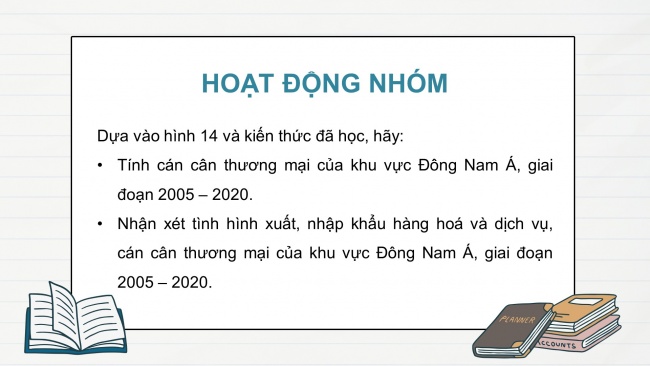 Soạn giáo án điện tử địa lí 11 CTST Bài 14: Thực hành: Tìm hiểu hoạt động kinh tế đối ngoại Đông Nam Á