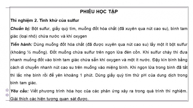 Soạn giáo án điện tử hóa học 11 Cánh diều Bài 6: Sulfur và sulfur dioxide