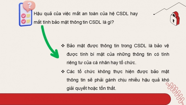 Soạn giáo án điện tử tin học ứng dụng 11 Cánh diều Chủ đề F bài 8: Bảo vệ sự an toàn của hệ CSDL và bảo mật thông tin trong CSDL