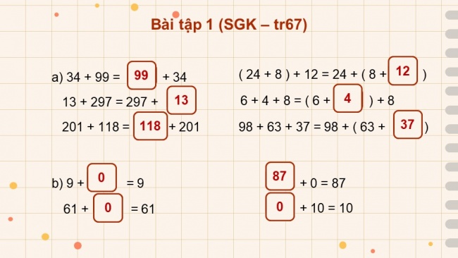 Soạn giáo án điện tử toán 4 cánh diều Bài 27. Các tính chất của phép cộng