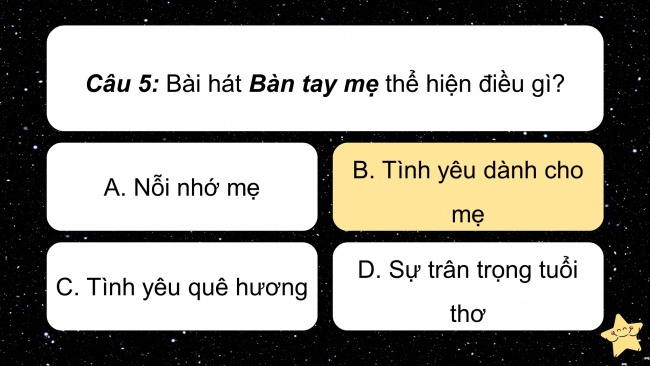 Soạn giáo án điện tử âm nhạc 4 cánh diều Tiết 14: Ôn tập bài hát: Bàn tay mẹ; Lí thuyết âm nhạc: Hình nốt nhạc và dấu lặng