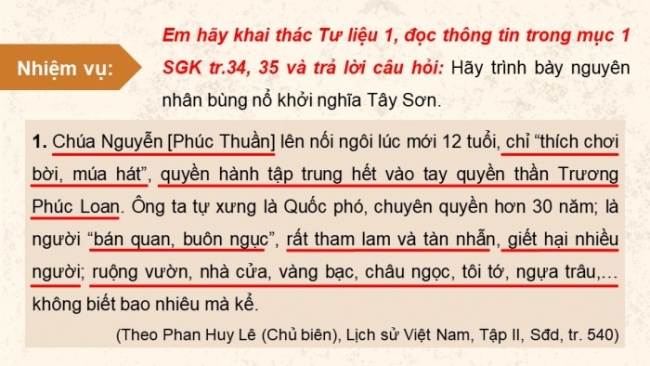 Soạn giáo án điện tử Lịch sử 8 KNTT Bài 8: Phong trào Tây Sơn (P1)